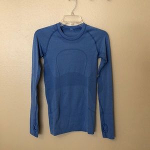 Blue Lululemon run swiftly long sleeve size 4